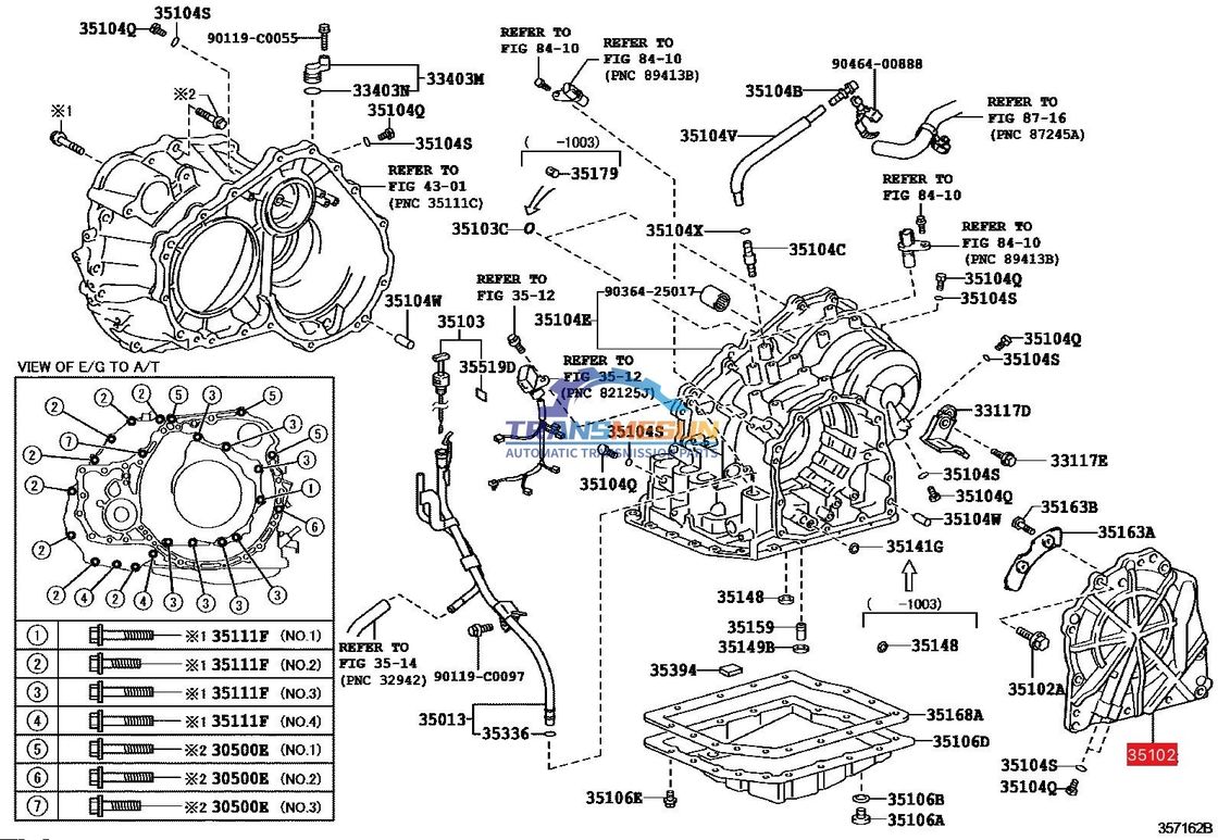 Bộ kết hợp nắp sau hộp số 35102-42010 cho Toyota RAV4 hộp số tự động bốn tốc độ U140F