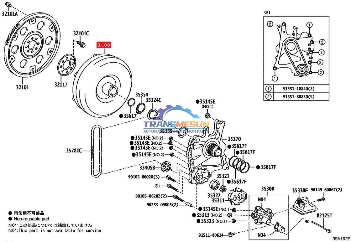 ALPHARD;AVALON;CAMRY ;HIGHLANDER;SIENNA;ES350 tái chế UA80E UA80F 8 tốc độ hệ thống truyền tải tự động bộ chuyển đổi mô-men xoắn 3200048060 cho Toyota Lexus 3.5L