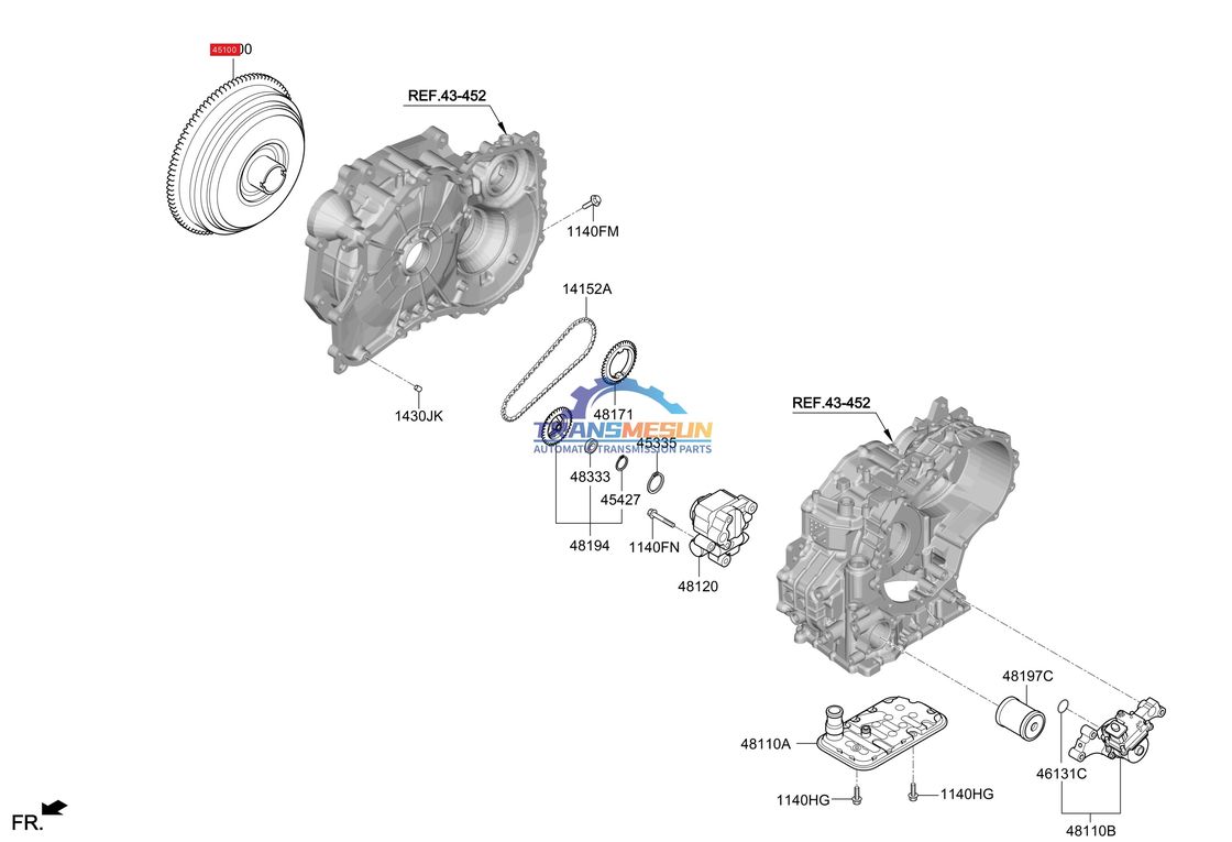 Chuyển đổi mô-men xoắn của hộp số CVT C0GF1 451002H000 cho năm 2019-2023 HYUNDAI KIA IX25 K3 1.5T 2WD G4FL